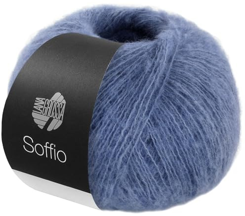 LANA GROSSA Soffio | Flauschiges Lace-Garn aus Merino- & Baumwolle mit 10% Kaschmir | Handstrickgarn aus 60% Schurwolle (Merino superfein), 30% Baumwolle (Bio) | 25g zum Stricken | 212m Garn FB 25