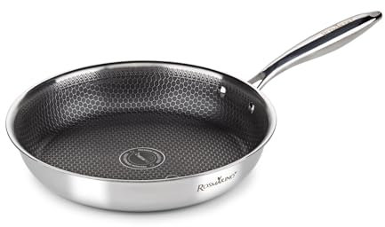 ROSMARINO HexaPro 3.0 - Padella in acciaio inox, 28 cm, con perfetta distribuzione del calore, antigraffio, resistente al forno e facile da pulire, ideale per cuochi esigenti