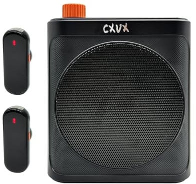 Wireless Voice Amplifier with Wireless Lavalier Microphone,Portable Speaker with Dual Lavalier Lapel Clip Bluetooth Microphone for Teacher, Streaming,Classroom,Speech, Meeting,Yoga, Guides,Amplifier