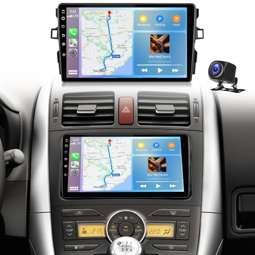 4G+64G Android 14 Car Stereo for Toyota Auris 2006-2012 Double Din 9 Inch Car Stereo Radio with Wireless Carplay Android Auto HD Touchscreen Bluetooth GPS WiFi FM RDS SWC Backup Camera