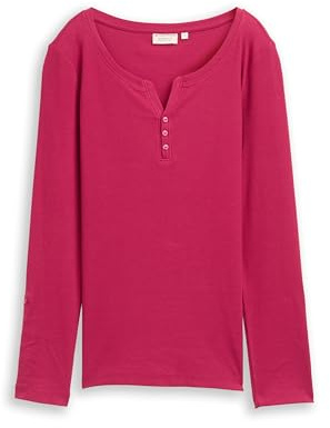 TOM TAILOR Damen Henley Longsleeve mit Streifenmuster | Bio-Baumwolle | nachhaltige Materialauswahl | Regular Fit | Knopfleiste | Langarm | gestreift | elastisch | Knöpfe
