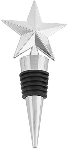 GORGECRAFT Star Wine Stopper for Wine Bottles Silver Reusable Bottle Toppers Zinc Alloy Champagne Beverage Pump Decor for Men and Women Holiday Housewarming Christmas Halloween Wedding Party