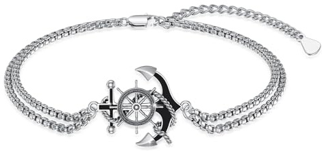 YueYuan Anker Armband 925 Sterling Silber für Herren | Maritimer Schmuck für Herren, Geschenk zu Geburtstag, Weihnachten, Neujahr und Jahrestag
