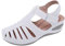 DFSDJEUW outlet clearance uk Orthopedic Sandals Women UK Closed Toe Wide Fit Wedge Shoes Lightweight Arch Support Ankle Strappy Plantar Fasciitis Slides sparkly flat sandals for women White 8