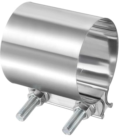 sourcing map Stainless Steel Lap Joint Band Exhaust Clamp 76-84mm | Clamp Exhaust Pipes Connection,with M10x55.5 Screws,for Car Muffler Elbow Pipes