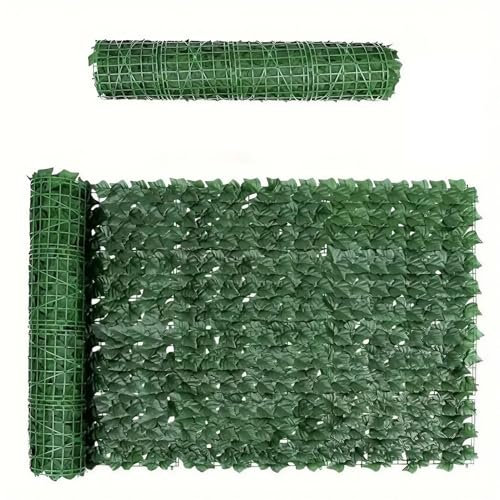 Artificial Hedge Roll - Durable Plastic Leaf Fence Panels - Garden/Balcony Privacy Cover with Zip Ties - Green Wall Trellis Topper (1.5 x 8 m)