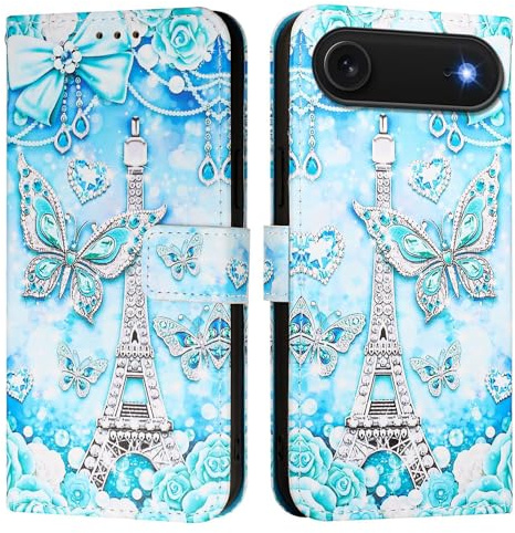 Case for iPhone 17 Air, Flip Wallet Phone Case Colour Pattern Shockproof PU Leather Protective Cover with Magnetic Clasp Kickstand Card Slots Holder for iPhone 17 Air, Tower