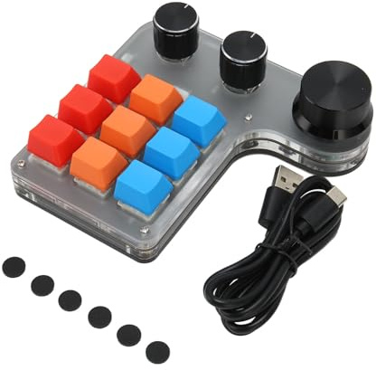 Yunseity Tastatur MIT 9 Schmecken und 3 Knöpfen, Programmierbare USB-Shortcut-OSU-Tastatur, Einhänderdige Makromechanische Geschmack für Gaming-Bürro