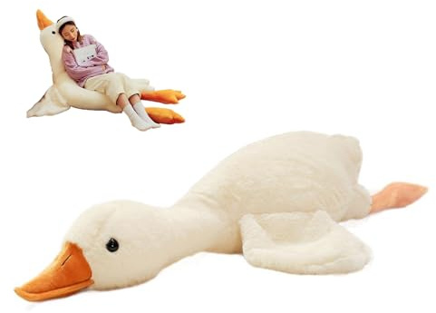 Xiyocadt Gänse-Kuscheltier, weißes Großes Gänse Plüschtier Puppe Kissen, weiches kuscheliges Gans-Stofftier, Schlafbegleiter, Für Kinder Und Erwachsene ﻿ (190 cm)