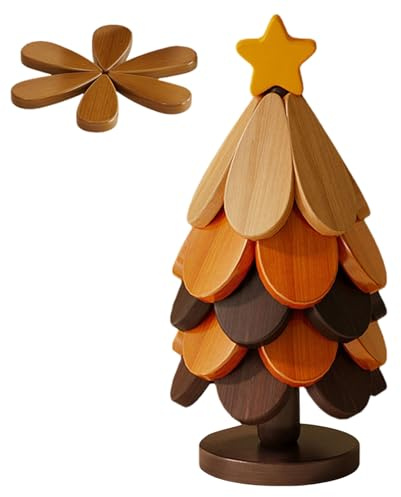 DAWCBVJQ Posavasos De Árbol De Navidad De Madera | 5 Piezas De Posavasos De Madera Plegable | para Tazas con Soporte | para Caliente Olla Sartén Bol Navidad
