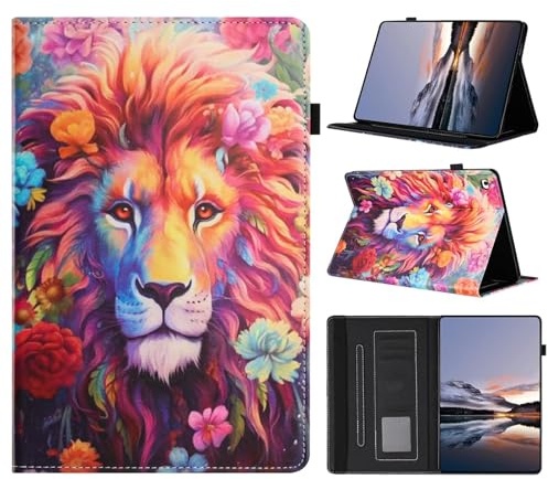 Ufgoszvp Hülle für iPad mini 7 (A17 Pro 2024)/iPad mini 6 (2021) Folio Flip PU Leder Schutzhülle Stifthalter Stand Schutzhülle Wallet Cover Case Tablet Hülle,Löwen