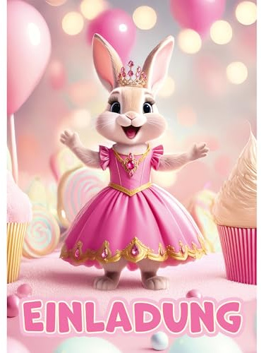 Moosthaler Prinzessin Hase Einladungskarten Kindergeburtstag Mädchen | Prinzessin Hase, Süße Einladung, Zauberhaftes Prinzessinnen-Motiv