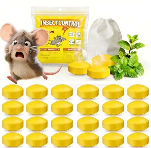 Natural Rodent Repellent - Concentrated Peppermint Oil Mice Repellent Balls, Humane Rat Deterrent, Pet-Safe Family Choice, for Kitchen/Attic/RV, Long-Lasting 30-Day Protection 24 Packs