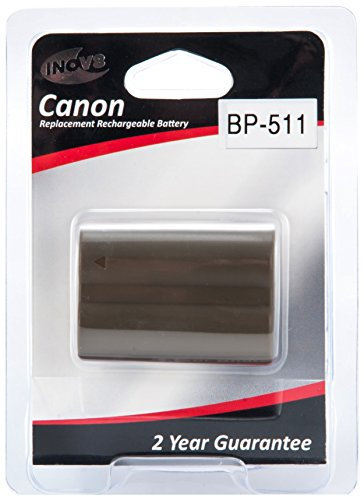 Inov8 Canon BP-511 Replacement Lithium Digital Camera Battery 1250mAh 7.4v Li-ion 2 year warranty