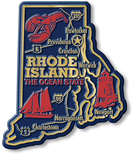 Classic Magnete Rhode Island Giant State Magnet, 7,9 x 9,4 cm, Sammlerstück, Souvenirs und Geschenke, hergestellt in den USA