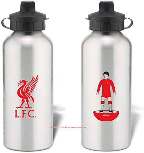 Personalised Football Player Figure Aluminium Water Bottle for Liverpool fans - 600ml - Silver Bottle
