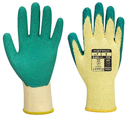 Portwest Klassischer Grip Handschuh Latex, Größe: XXL, Farbe: Grün, A150GNRXXL