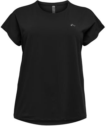 ONLY Damen ONPAUBREE SS Loose TR Tee Curvy-Opus Sporttop, Schwarz (Black Black), 40 (Herstellergröße: 40/42)