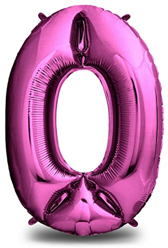 envami® Luftballon Geburtstag XXL Pink - Riesen Folienballon in 40 | 101cm Geburtstagsdeko | Ballon Zahl Deko zum Geburtstag | Geburtstagsdeko Mädchen Pink | fliegt mit Helium (Zahl 0)