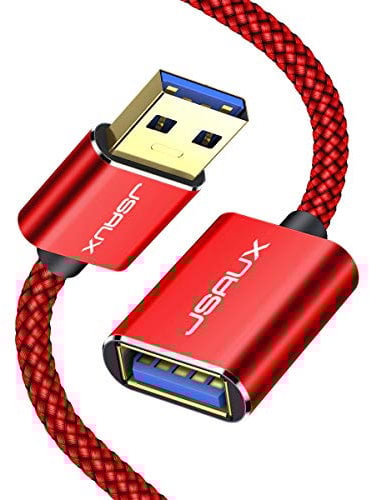 JSAUX USB 3.0 Extension Cable 3M, High Speed 5Gbps Data Transfer USB A Male to A Female USB Extension Cable Gold Plated Compatible with Printer, Scanner, Camera, Card Reader, USB Disk, Keyboard - Red
