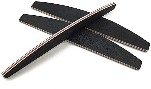 10 x Half Moon Nail Files Buffer Emery Board Manicure Black 100/180 grit Curved Tips Black Curve Buffing Buffer Professional Pro Sanding