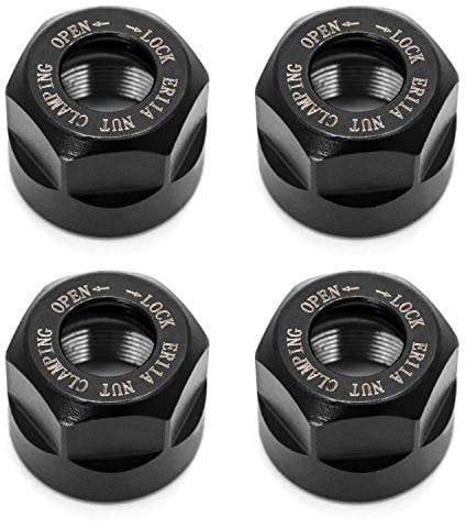 QWORK ER11-A Mandril Fresadora, Tuercas hexagonales para fresado torno herramienta, M14, 4 Pcs