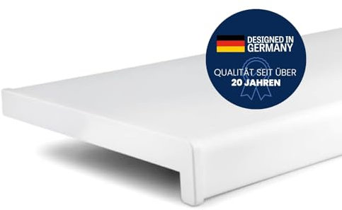 TJ Fensterbank Innen Kunststoff weiß / 25 x 130 cm Fensterbank inkl. Seitenabschluss/PVC Fensterbank nach Maß/Fensterbank Innen kratzfest und feuchtigkeitsundurchlässig