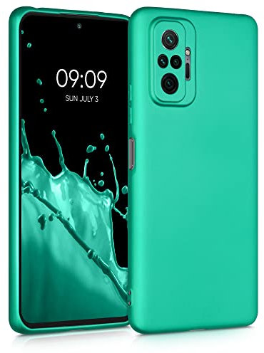 kwmobile Case kompatibel mit Xiaomi Redmi Note 10 Pro Hülle - Schutzhülle aus Silikon metallisch schimmernd - Handyhülle Metallic Türkis