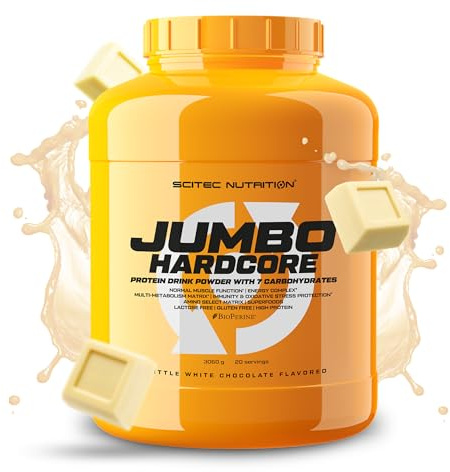 Scitec Nutrition Jumbo Hardcore - Protein- & Kohlenhydratmatrix | Hoher Proteingehalt - Enthält Superfoods - Creatin & Aminosäuren - Gluten- und laktosefrei - 3060 g, Krokant-Weiße Schokolade