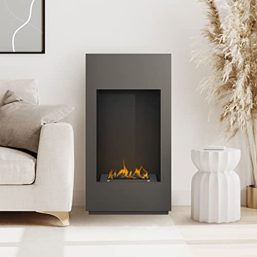 Noble Flame SANTIAGO - BIO-Ethanol Kamin Kaminofen - Wand- / Standmontage - Sicherheitsbrennkammer - MDF, seidenmatt lackiert - quarzgrau