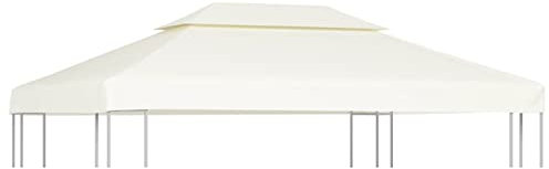 Kstyhome Bâche de rechange pour parasol Bâche de rechange Bâche de rechange en toile de rechange pour Gazebo 310 g/m² Blanc crème 3 x 4 m