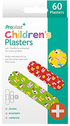 60 x Kinderpflaster | Neue Packung | Kinder | Unisex | langlebig | hell | bunt | atmungsaktiv | flexibel | waschbar | lustig | sortiert | Designs | Größe | Farbe | Kleber | UK Free P&P