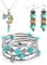 Soulnioi Silver Layered Jewellery Wrap Bracelet, Turquoise Bead Earrings in Gold Tone，Indian Axe Cross Pendant Necklace Turquoise Bracelet Set Jewelry Gift for Girls