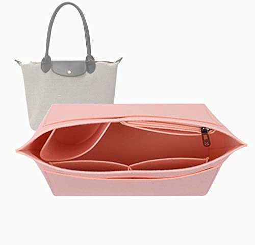 Lckaey Tragetasche Organizer Einsatz für Longchamp le pliage große Tragetasche Einsatz Filz Geldbörse Reißverschluss Tasche Organizer 1028pink-S