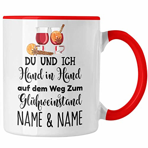 Trendation - Glühweintassen Personalisiert Glühwein Tasse Geschenk Weihnachtsmarkt (Rot)