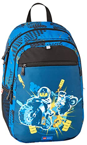 LEGO® - Small Extended Jungen Rucksack - LEGO®, City Race 2023 - Schaumgepolstertes Rückenteil und 1x1 LEGO Reißverschlusszipper - Reflektoren an allen vier Seiten
