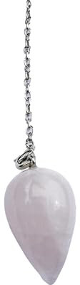 Pendule divinatoire avec quartz rose en forme de goutte d'eau, pendule de radiesthésie, pendule en pierre naturelle, pendule en cristal vintage pour radiesthésie, pendule chakra Reiki divination