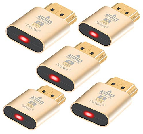 Furjosta HDMI Dummy Plug 4K Headless Ghost Display Emulator Kompatibel mit Windows Mac OSX Linux Unterst黷zung 4kx2k 1080x2160 f黵 Computer Desktop 4K-5P