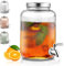 Kyraton Glass Beverage Dispenser, 4L Drink Dispenser for Parties with Stainless Steel Leak-Proof Faucet, Lemonade Juice Jar Beverage Dispenser for Parties, Home, Bar, Wedding