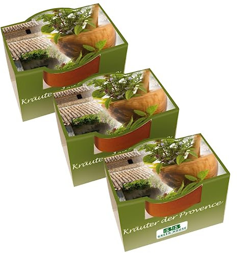 Bull & Bear 3er Set Mini Pflanzset Kräuter der Provence im Topf 4,5cm, Provence Kräutersamen als Anzuchtset mit Pflegeanleitung