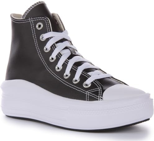 CONVERSE Chuck Taylor All Star Move Platform FOUNDATIONAL Leather, Sneaker Mujer, Black White White, 37 EU