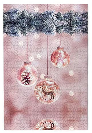 Rosa Weihnachtskugel, Puzzle, 1000 Teile, Bildpuzzles für Erwachsene, Dekompressionsgeschenk, Familiendekor-Puzzle