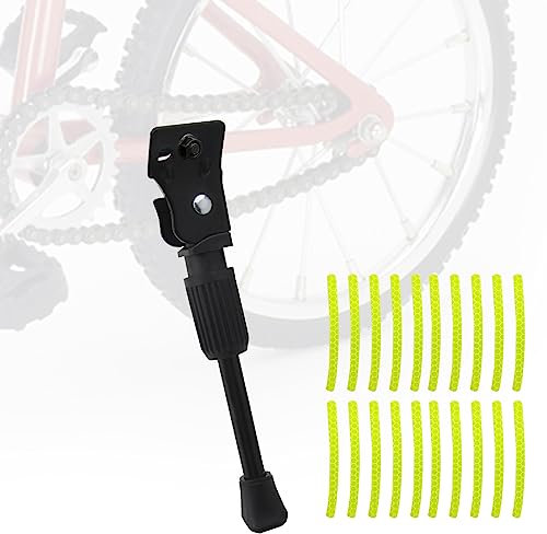 Fahrradständer Kinder 14 Zoll, Kinderfahrrad Einseitiger Stand mit 20 Stück Reflektor Aufkleber, Fahrradrahmen Hinterbauständer Fahrrad Seitenständer für Kinder Rennrad Klapprad Kleine (14 Zoll)