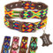 ALTEZAR Hundehalsband Leder - braunes Rindsleder Tribal Farbenrausch durchgehend Bestickt bunt - Handgemacht in Mexiko Lederhalsband Hund - Größe S - für kleine Hunde