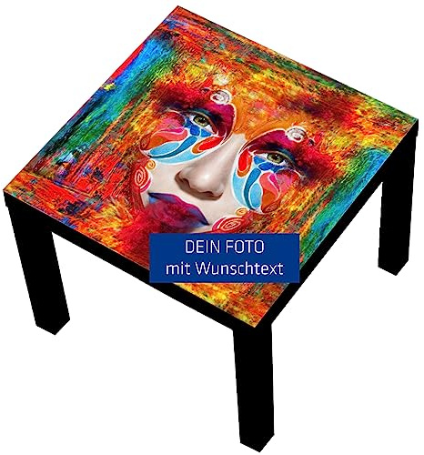 INDIGOS UG - Tisch Bedruckt - schwarz - mit Foto - Bild - 55x55x45 cm - Design - individuell personalisiert - für Wohnzimmer, Schlafzimmer, Kinderzimmer, Beistelltisch