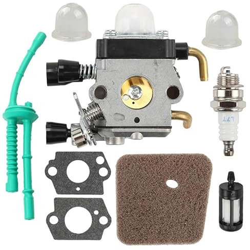 AMZSKU Kit carburateur pour STIHL FS55 FS55R FS55RC FS38 KM55 HL45 KM55R filtre à air kit pilote carburant kit bougie sept paquets
