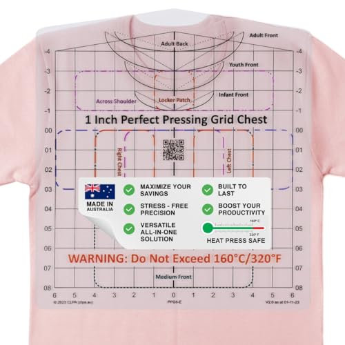 CLPA Guide de presse à chaud pour l'alignement du vinyle et un placement précis sur le cou et la poitrine. Guide de règle tout-en-un pour presse à chaud en vinyle ou guide de placement de broderie