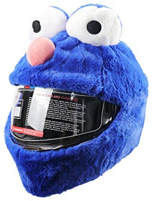 Motorradhelm Abdeckung Plüsch Vollgesichtshelm Schutzabdeckung Lustige Helmabdeckung Lustige Plüsch Tierkopf Motorradhelm Abdeckung Für Männer Frauen (Blue Frog)