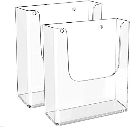 Niciksty 2 Stück Wandprospekthalter A5 aus Durchsichtigem Kunststoff, Prospekthalter Wand - Acryl Broschüre Halte für Magazin, Pamphlet, Broschüren, Menü, Journale