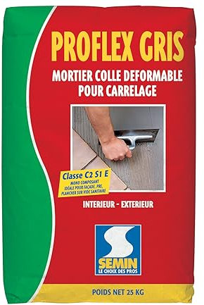 Mortier Colle Déformable pour Carrelage Proflex Gris Semin, Intérieur/Extérieur, sac de 25 kg